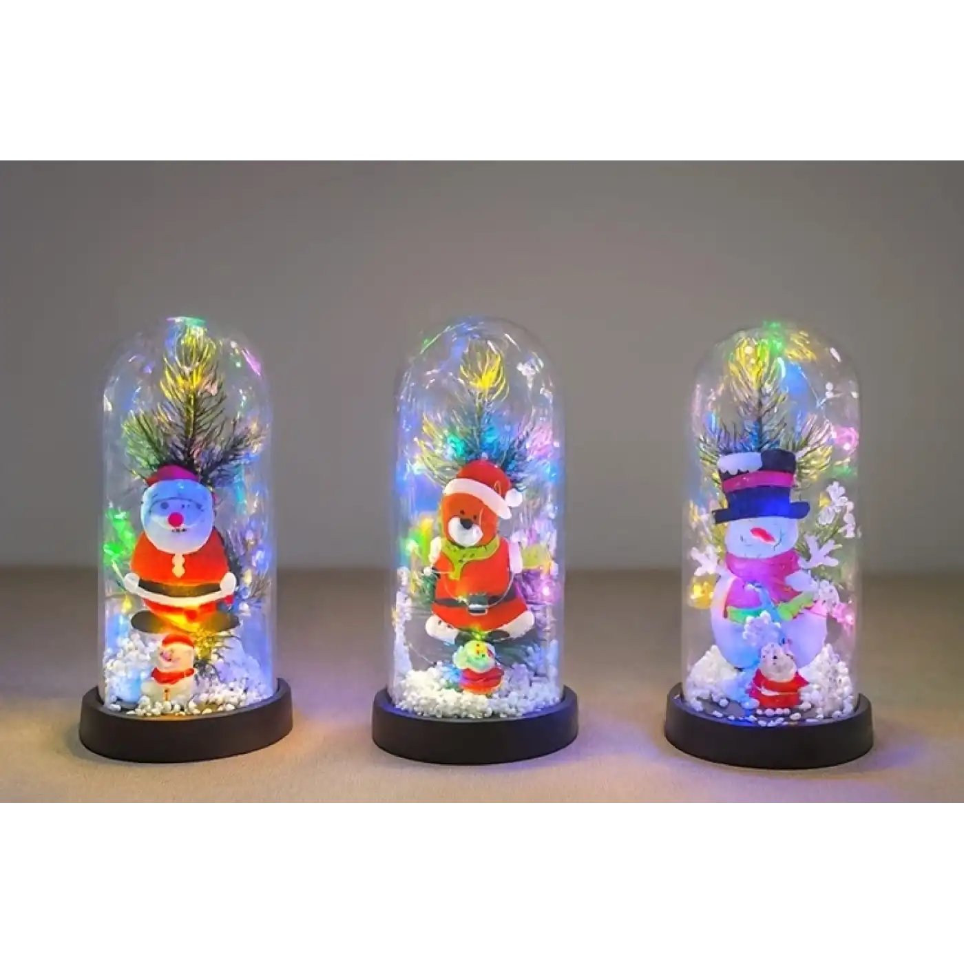 Yılbaşı Temalı Işıklı  Dekoratif Cam Fanus Alk5075