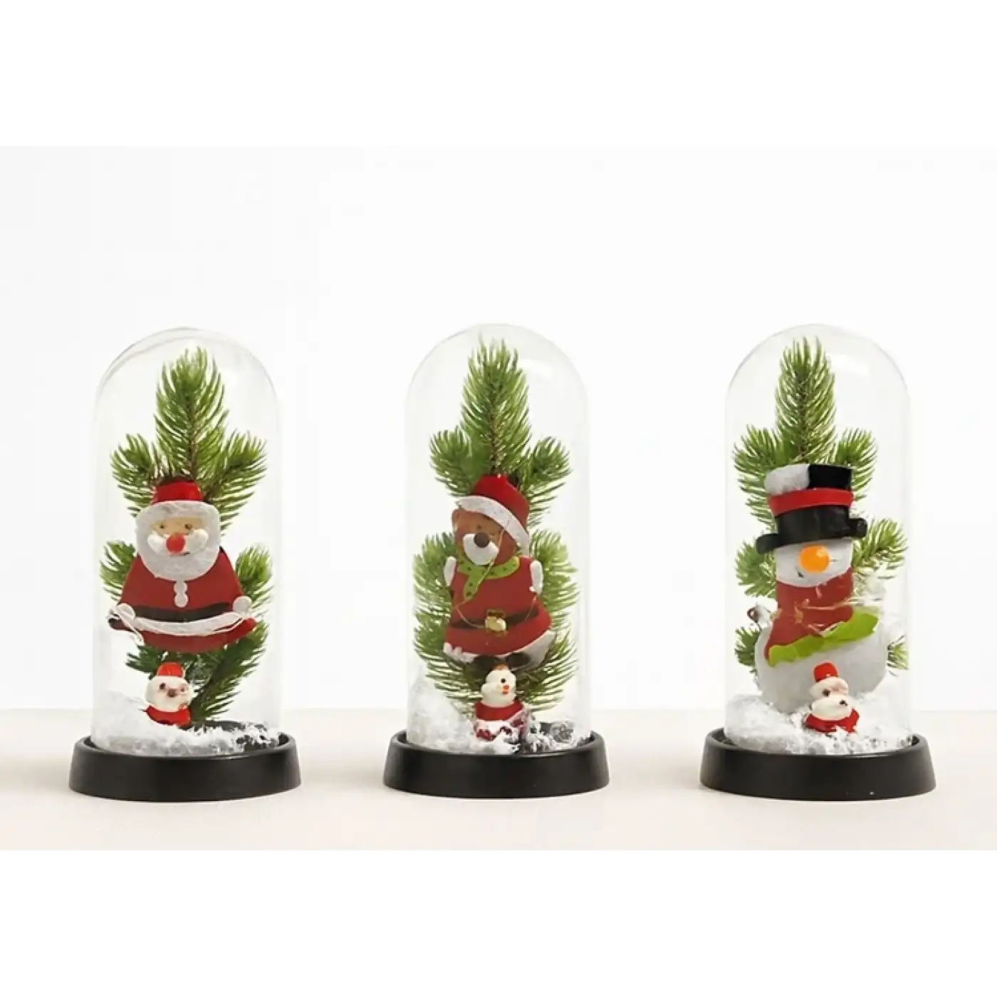 Yılbaşı Temalı Işıklı  Dekoratif Cam Fanus Alk5075