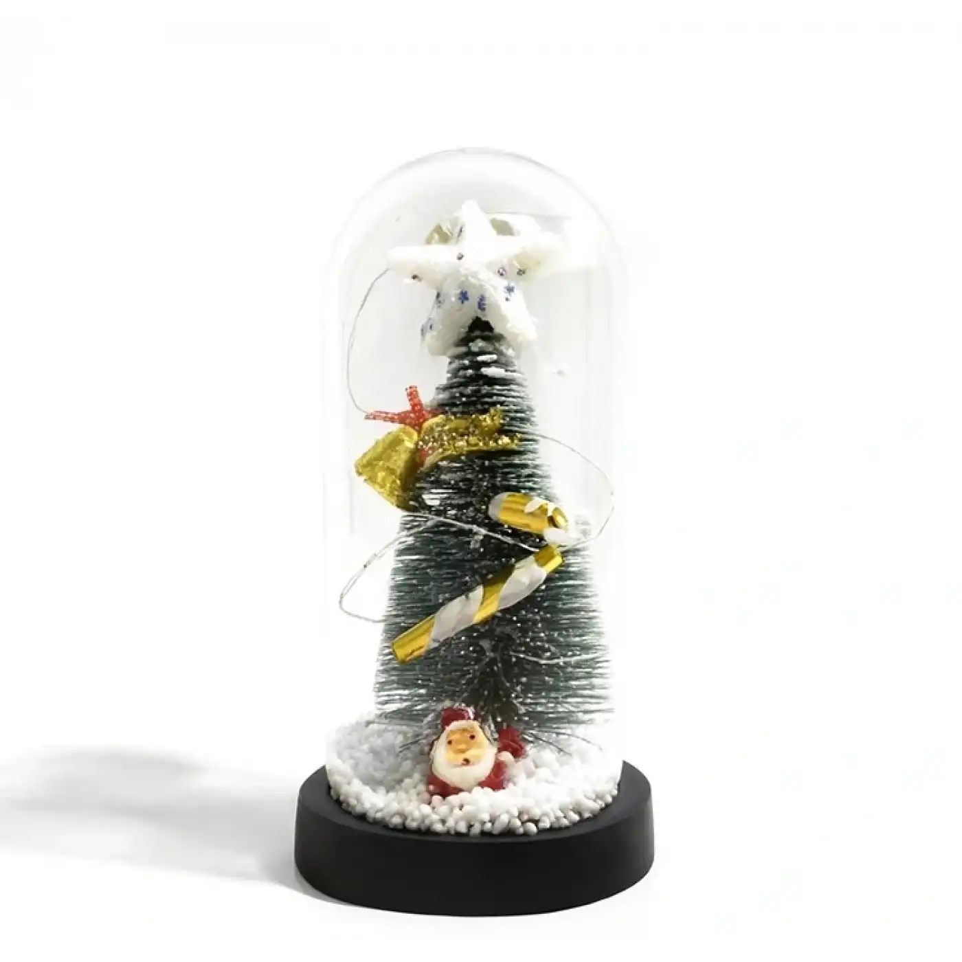 Yılbaşı Temalı Işıklı  Dekoratif Cam Fanus Alk5077