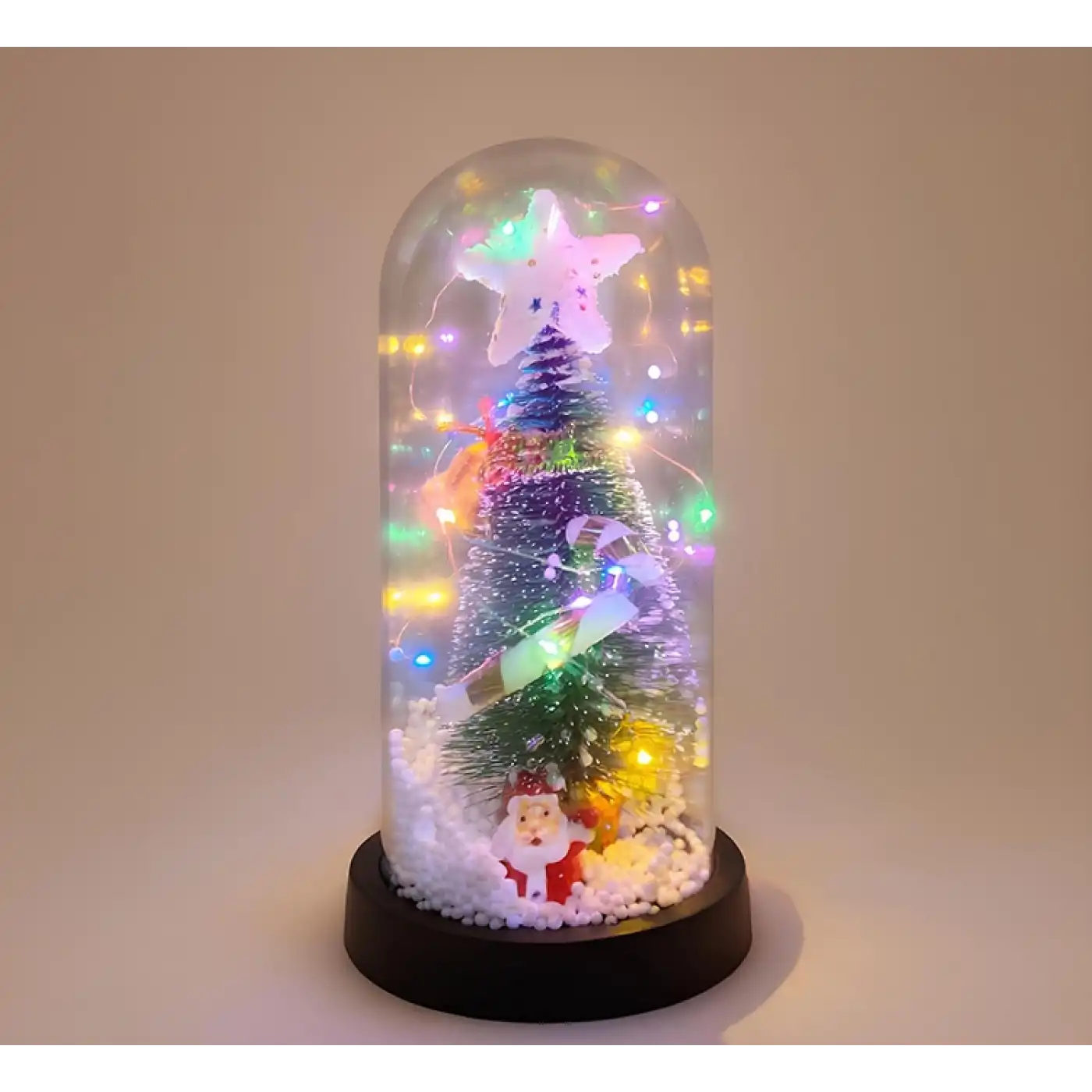 Yılbaşı Temalı Işıklı Dekoratif Cam Fanus - Model 1