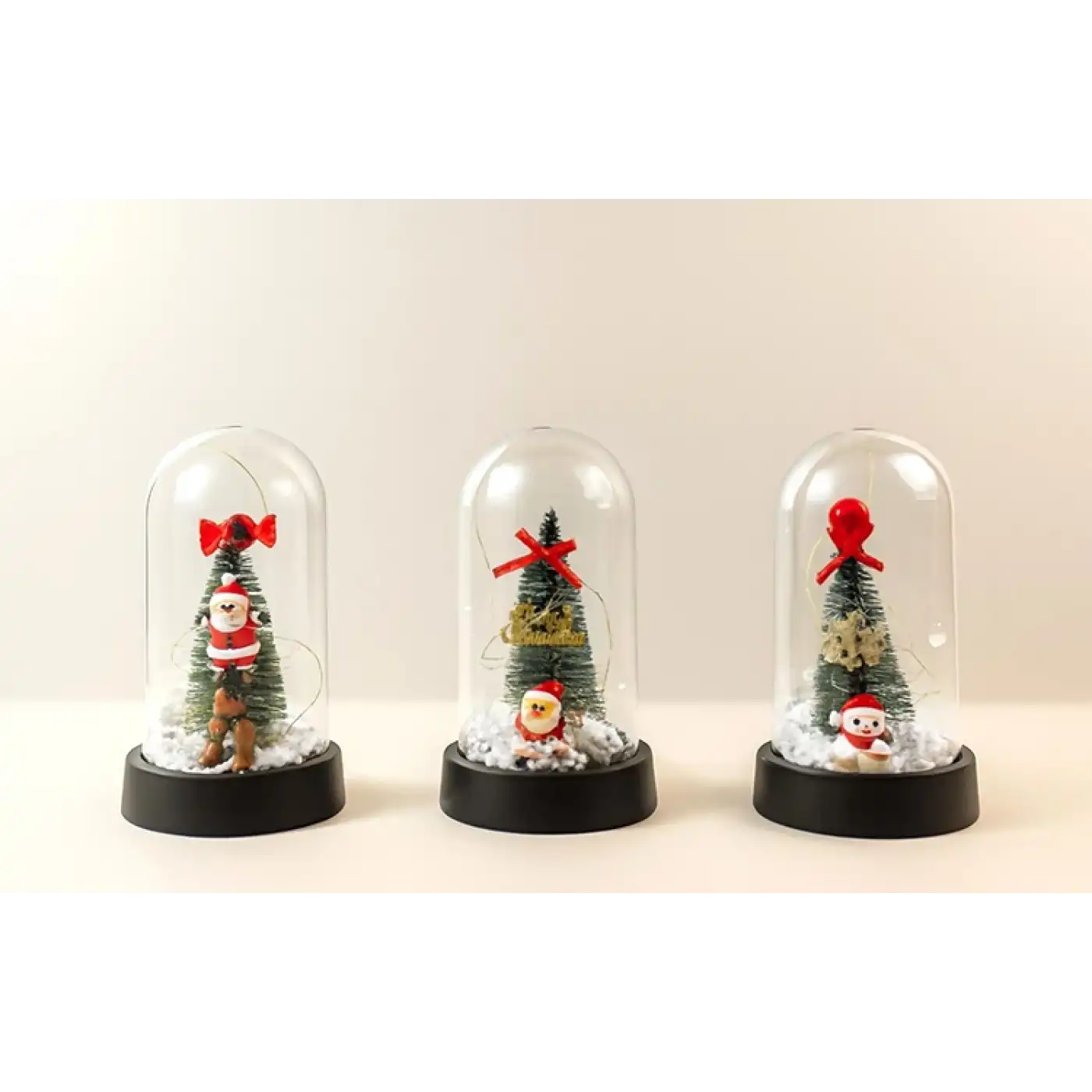 Yılbaşı Temalı Işıklı Dekoratif Cam Fanus - Model 2