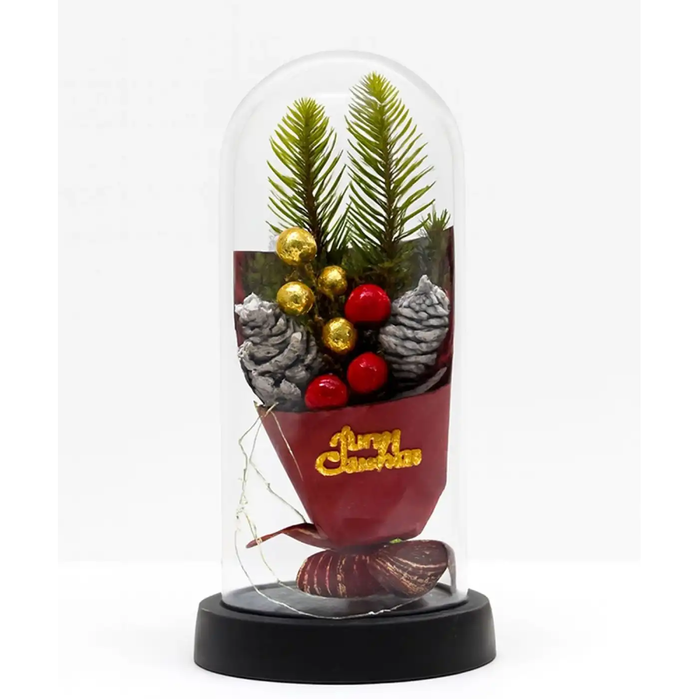 Yılbaşı Temalı Işıklı Dekoratif Cam Fanus - Model 3