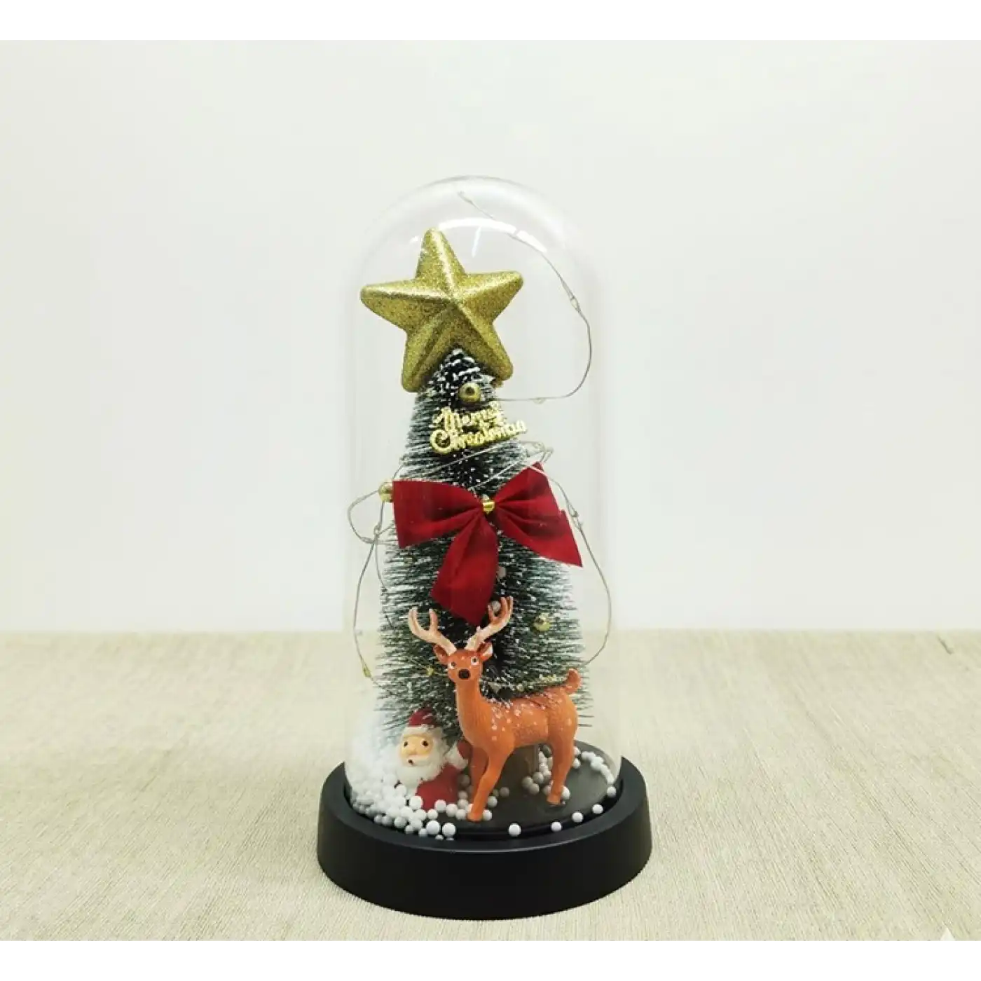 Yılbaşı Temalı Işıklı Dekoratif Cam Fanus - Model 5