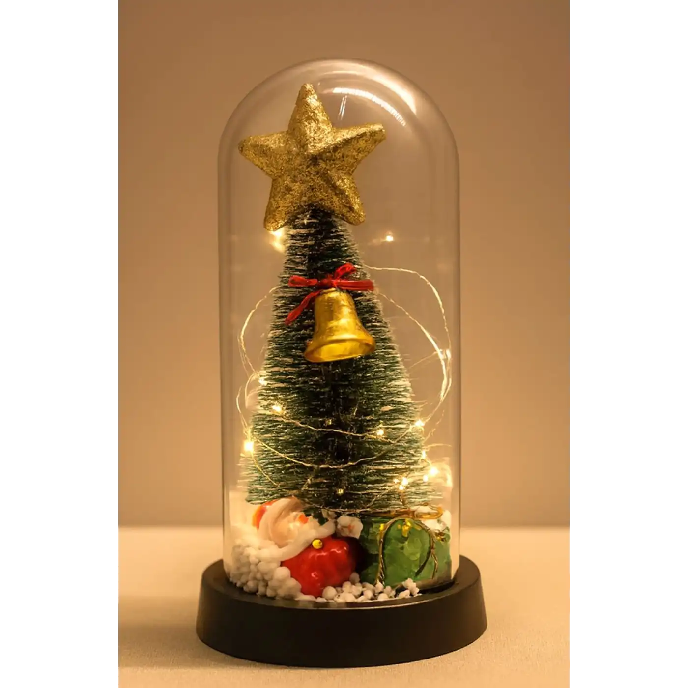 Yılbaşı Temalı Işıklı Dekoratif Cam Fanus - Model 6