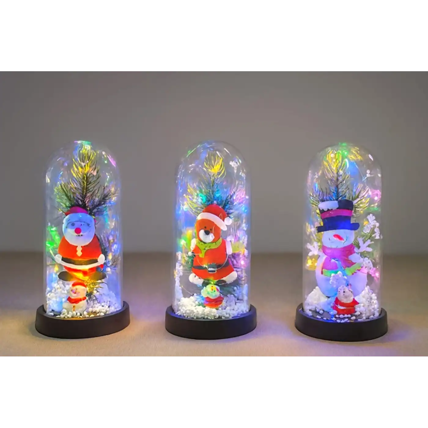 Yılbaşı Temalı Işıklı Dekoratif Cam Fanus - Model 8