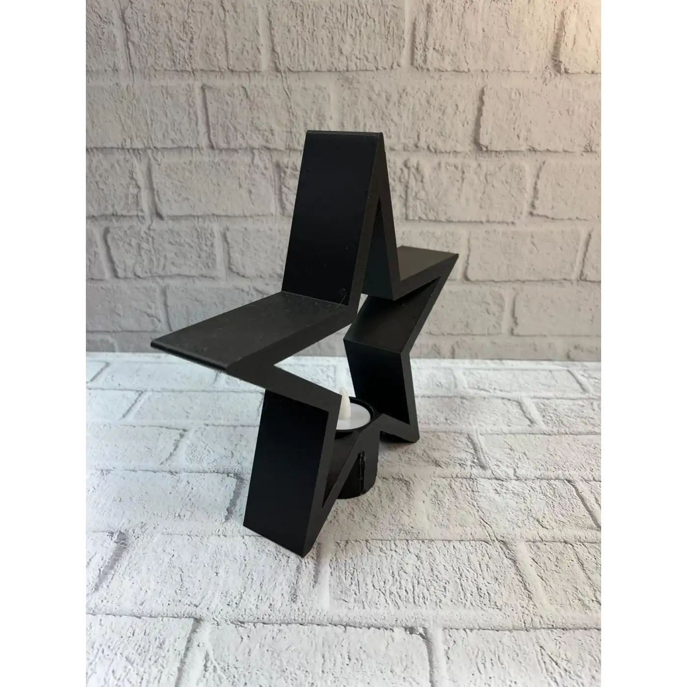 Yıldız Mumluk Siyah Modern Salon ve Raf Dekoru