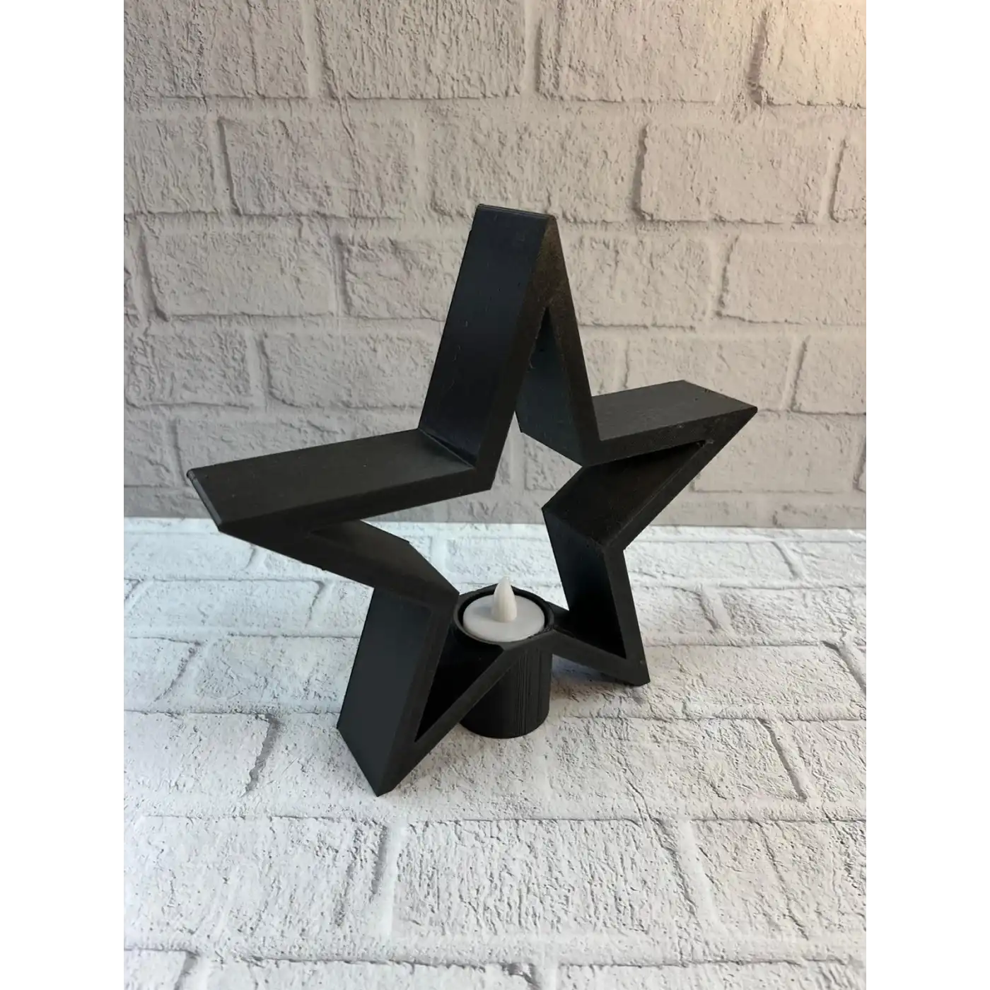 Yıldız Mumluk Siyah Modern Salon ve Raf Dekoru