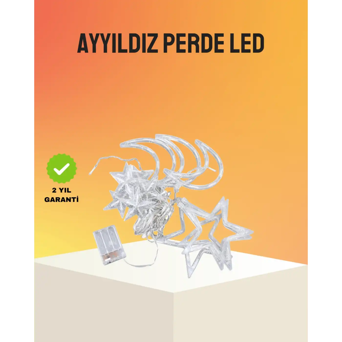 Yıldız ve Ay Figürlü Prizli Perde LED Işık Romantik Ortam Aydınlatması