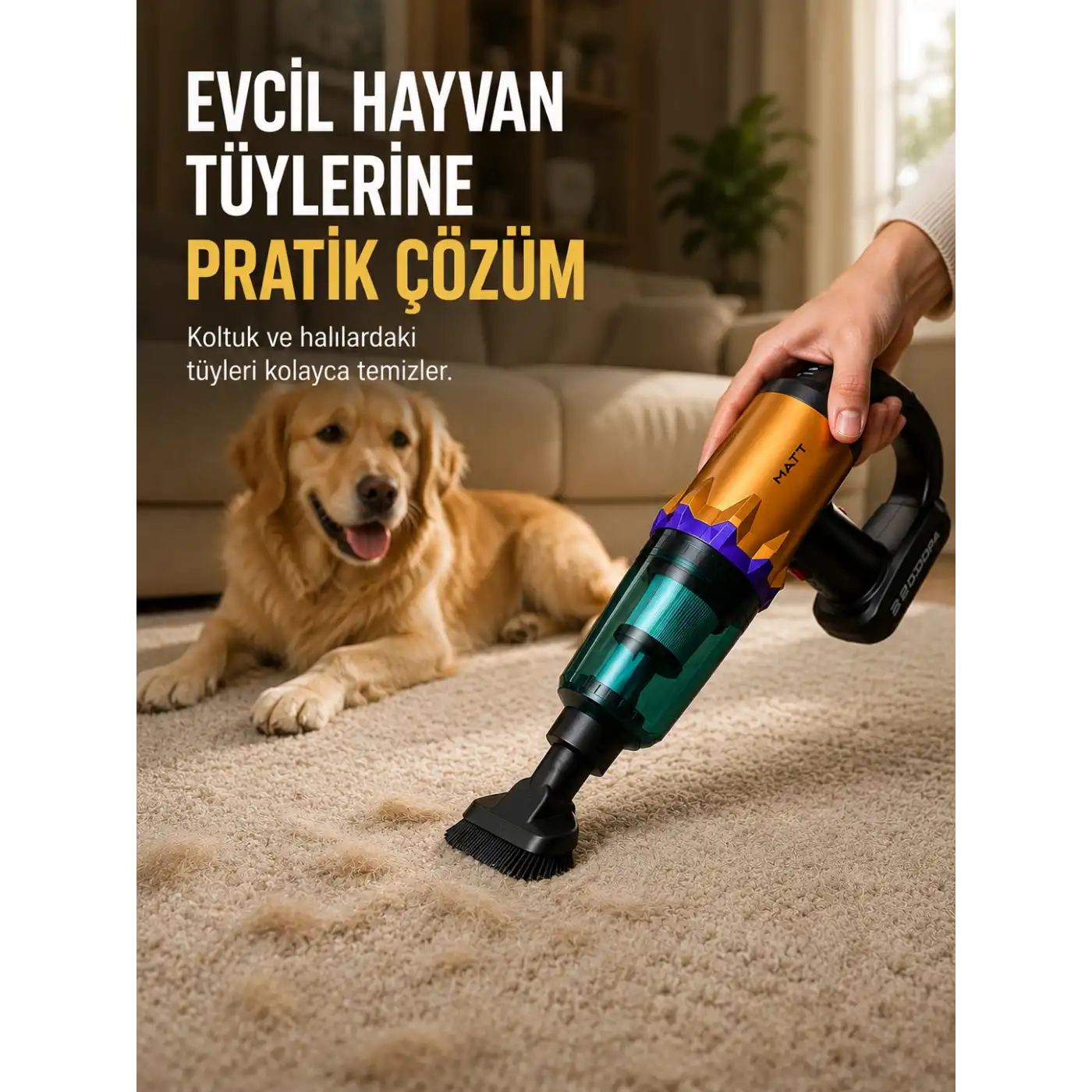 Yüksek Çekiş Gücüne Sahip Şarjlı El Süpürgesi Araç ve Ev Kullanımına Uygun