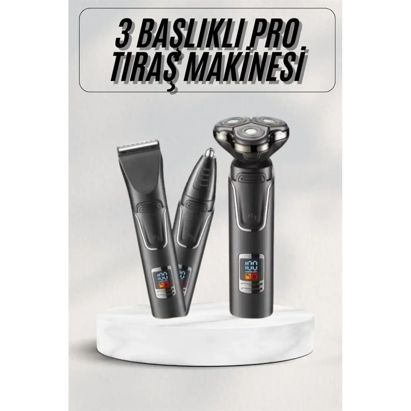 Yüksek Performanslı 3 Başlıklı Profesyonel Şarjlı Islak ve Kuru Kullanıma Uygun