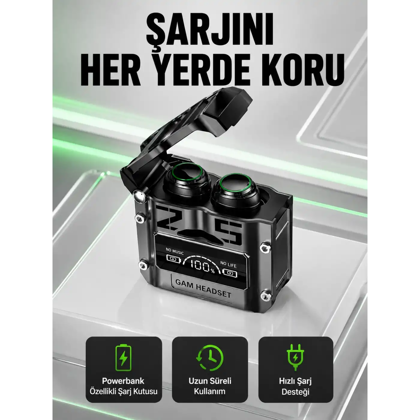 Yüksek Ses Kaliteli Kablosuz Bluetooth Kulaklık Suya Dayanıklı Yeni Nesil