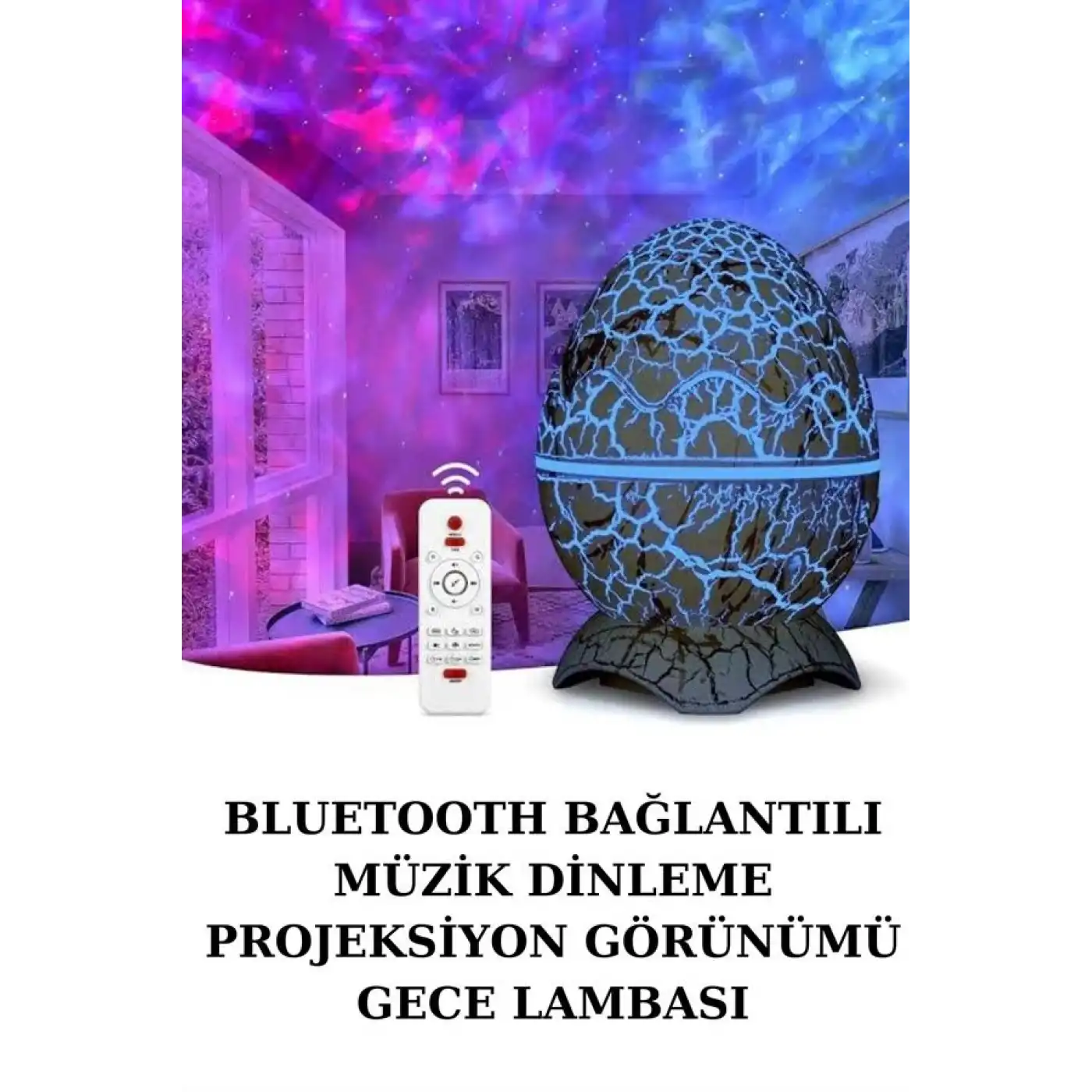 Yumurta Şeklinde Su Dalgalı Bluetooth Speaker Lamba Renkli Şarjlı