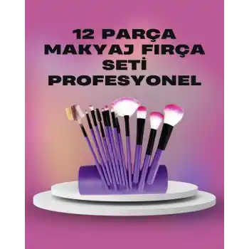12 Parça Yumuşak Kıllı Makyaj Fırçası Seti Yüz ve Göz Makyajına Uygun Profesyonel Kullanım