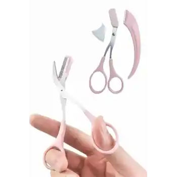 2li Kaş Bakım Seti Taraklı Kaş Makası Ve Kaş Usturası Kaş Şekillendirici