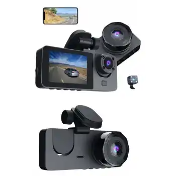 3 Kameralı 2 İnç 1080P Araç İçi Kamera Sürüş Kamerası CarPlay