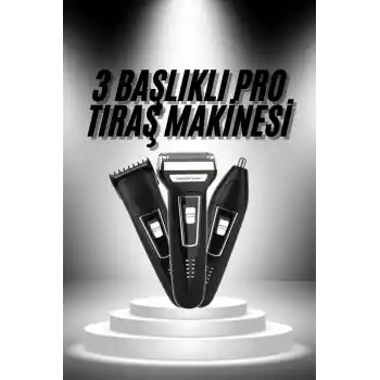 3lü Set Saç Sakal Kesme Traş Makinesi Burun Kılı Alma Tıraş Makinesi