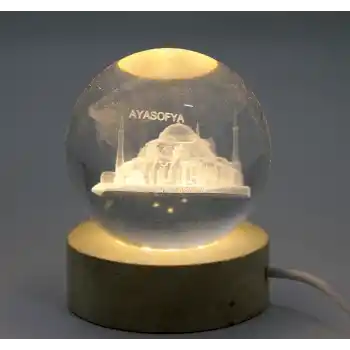 3D İstanbul Temalı Kristal Cam Küre Led Lamba Model 2