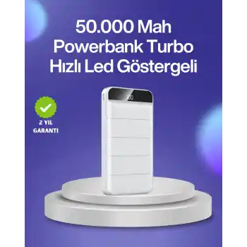 4 Cihazı Aynı Anda Şarj Edebilen Güçlü Powerbank 50000 mAh