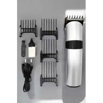 4 Taraklı Profesyonel Şarjlı Saç ve Sakal Kesme Tıraş Makinesi Seti