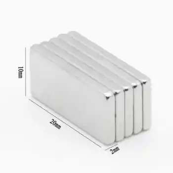 20×10×2 mm N35 Neodyum Mıknatıs – Köşeli, Nikel Kaplama (50’li Set)