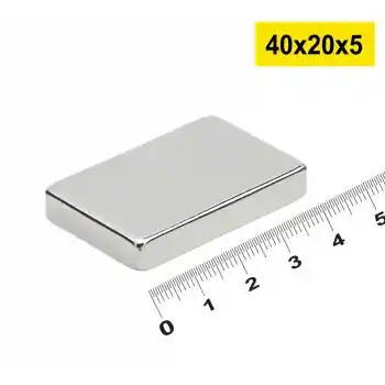 50 adet 40x20x5mm Neodyum Magnet Güçlü N35 Mıknatıs Köşeli Nikel Kaplama