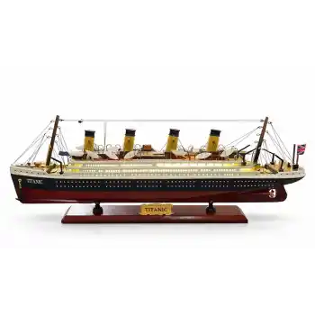 55x23 cm Özel Tasarım Işıklı Ahşap Titanik Gemi