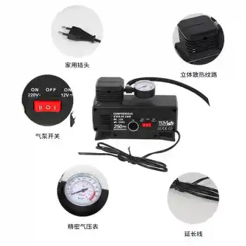 220v Ile 12v Oto Elektriği Çalışan Hava Lastik Şişirme Kompresörü 250 Psı Çok Amaçlı Yol Yardımı