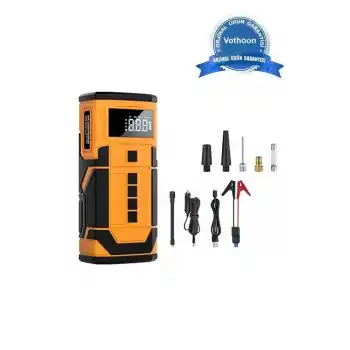 8000 Mah Taşnabilir Dijital Ekranlı Araç Akü Takviyeli,powerbank,ışıklı Oto Hava Kompresörü