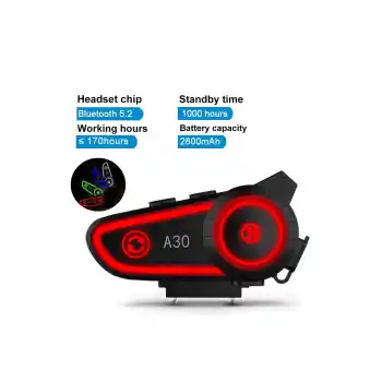 A30 Motosiklet Kask Kulaklık Intercom Işıklı 2 Eşleşme Özellikli