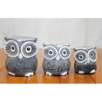 Ahşap 3lü Baykuş Seti Model 2