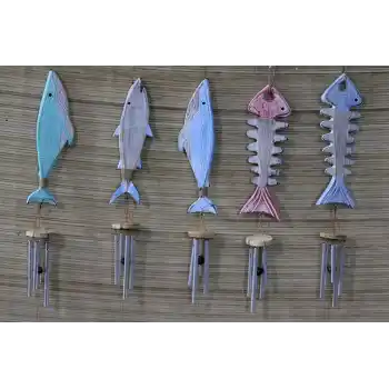 Ahşap Balıklı Metal Çan