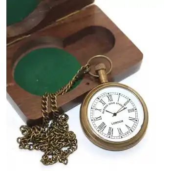 Ahşap Kutulu Pirinç Köstekli Saat Model 4