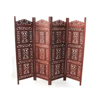 Ahşap Maun Rengi El Oyması Paravan