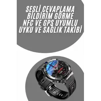 Akıllı Saat Titanyum Kasa Yuvarlak Ekran Alarm Uyku ve Sağlık Takibi Titreşimli