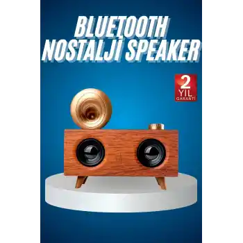 Bluetooth Nostalji Speaker Radyo Gramofon Ahşap Renk Vintage