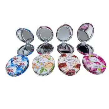 Cep Aynası Oval Tombul Taşlı Flowers