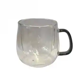 Çift Cidarlı Cam Kupa Gri Renk