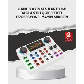 Çok Efektli Canlı Yayın Ses Mikseri USB ve Kablosuz Uyumlu