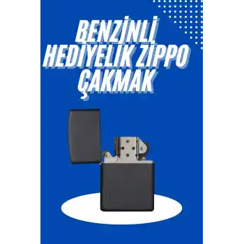 Doldurulabilir Siyah Benzinli Çakmak Metalik