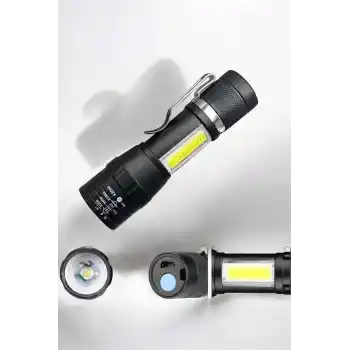 El Feneri Led USB Şarjlı Zoom Mini Led Işık Acil Durum Feneri