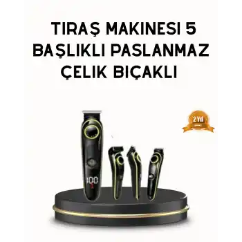 Erkek Bakım Seti 5’i 1 Arada Şarjlı Paslanmaz Çelik Başlıklı