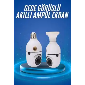 Gece Görüşlü Akıllı Dönebilen Ev Kamerası Ampül Kamera