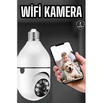 Güvenlik Kamerası Wifi Kamera Duylu Ev Kamerası Wifi Bağlantılı Dönebilen