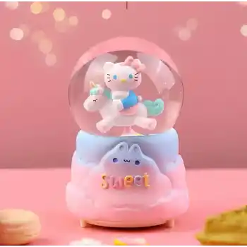 Hello Kitty İçi Dönmeli Püskürtmeli Işıklı Müzikli Kar Küresi Büyük Boy Model 2