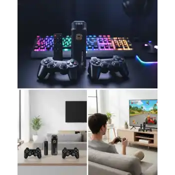 Kablosuz Gamepad Denetleyici Çift Sistem Retro Oyun Konsolu HDMI Uyumlu HD Çıkışlı