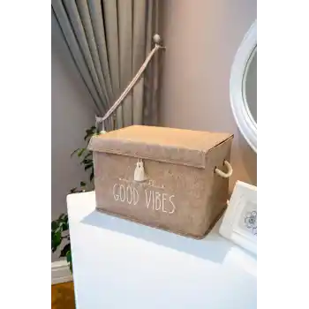 Kapaklı Püskül Detaylı Düzenleyici Çok Amaçlı Organizer Keçe Sepet (mini) - 03495