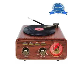 Nostaljik Tasarım Plak Çalar Görünümlü Radyolu Bluetooth Hoparlör Retro Müzik Plak