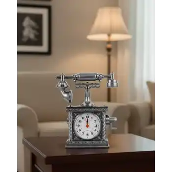 Nostaljik Telefon Tasarımlı Masa Saati Yüksek Sesli Alarm