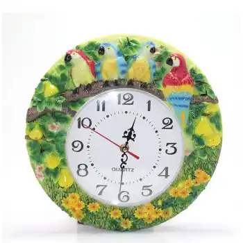 Papağanlı Polyester Duvar Saati