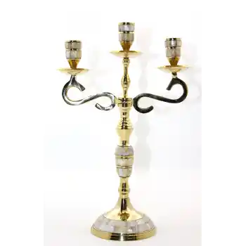 Pirinç Sedefli 3lü Şamdan Model 3